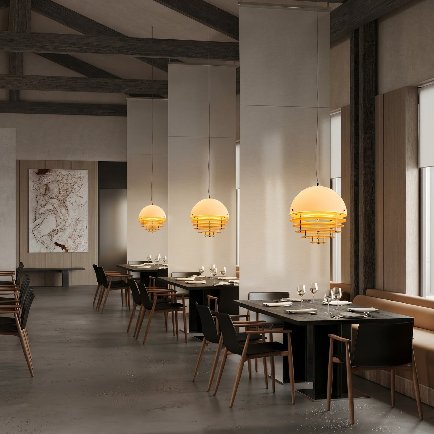 Modern Nordic Multi-Tiered Louvered Pendant Light - Mid-Century Hive Chandelier