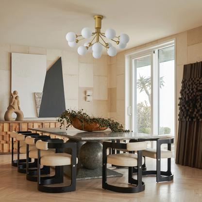 Modern Branching Globe Chandelier - Nordic Gold 18-Light Pendant