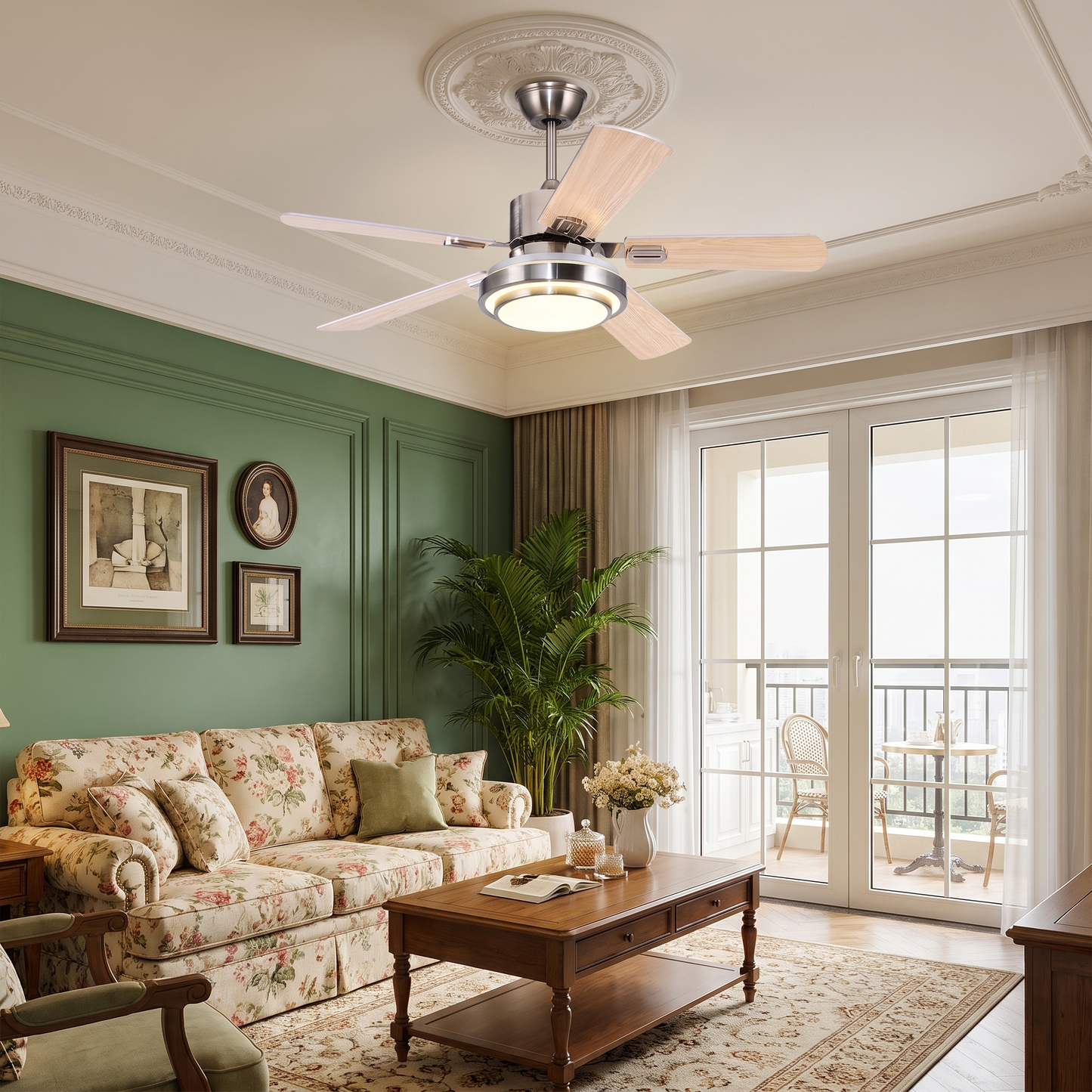 Modern LED Ceiling Fan with Ring Light Kit - 42"/52" Dimmable Remote Fan