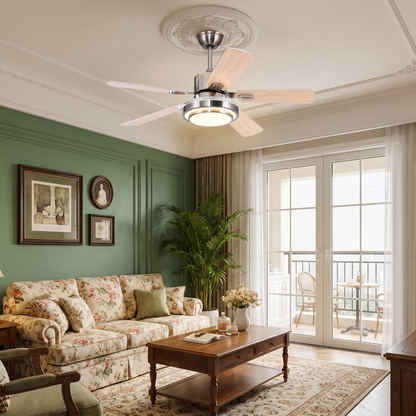 Modern LED Ceiling Fan with Ring Light Kit - 42"/52" Dimmable Remote Fan