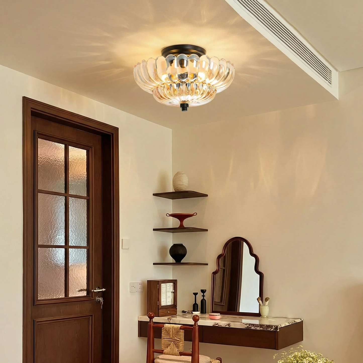 Modern Glass Semi-Flush Mount Ceiling Light - Umbrella Shape Decor