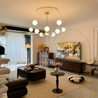 6-Light Modern Gold Sputnik Chandelier - Mid-Century Globe Lamp