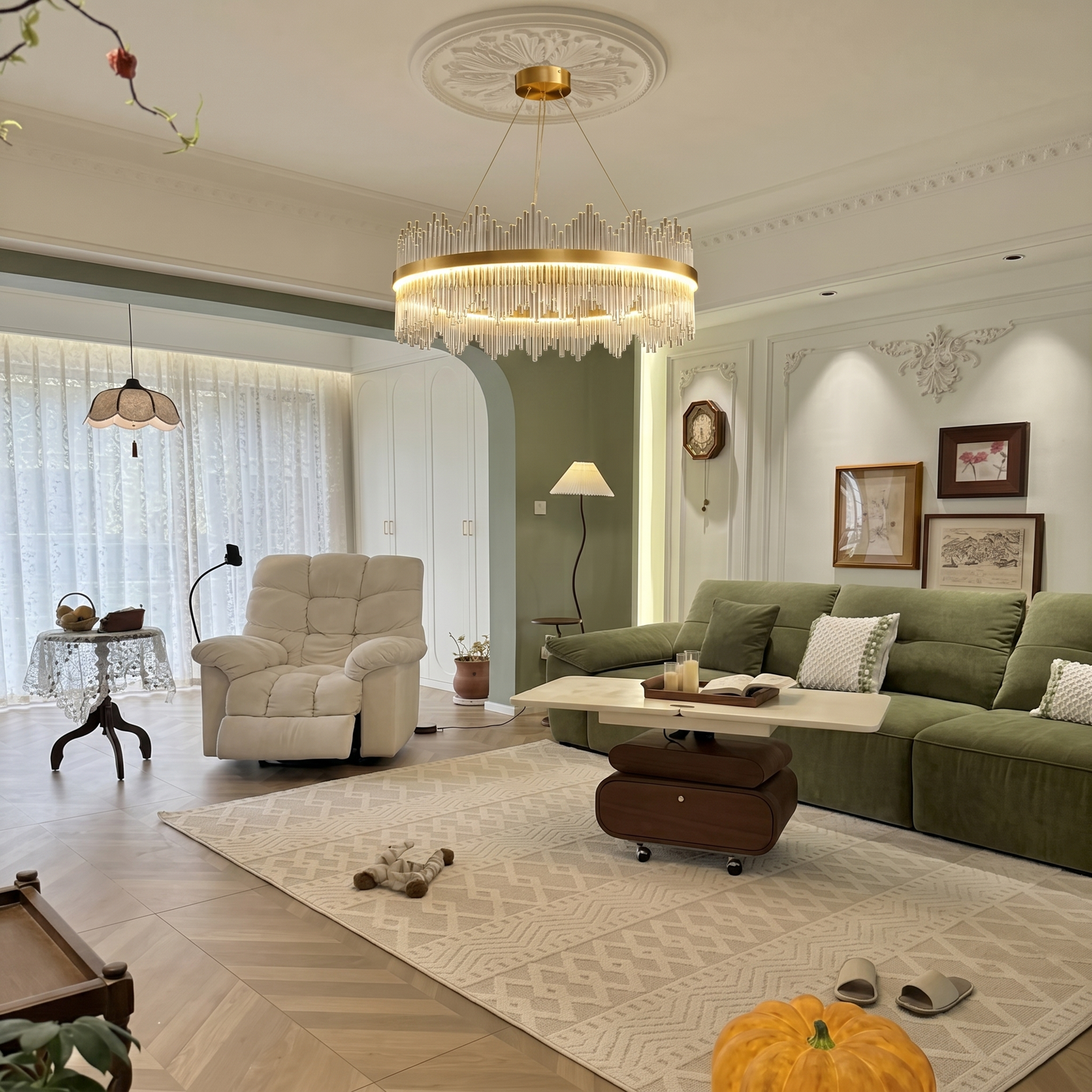 Modern Crystal Wave Chandelier - Luxury Gold Fringe Pendant Light