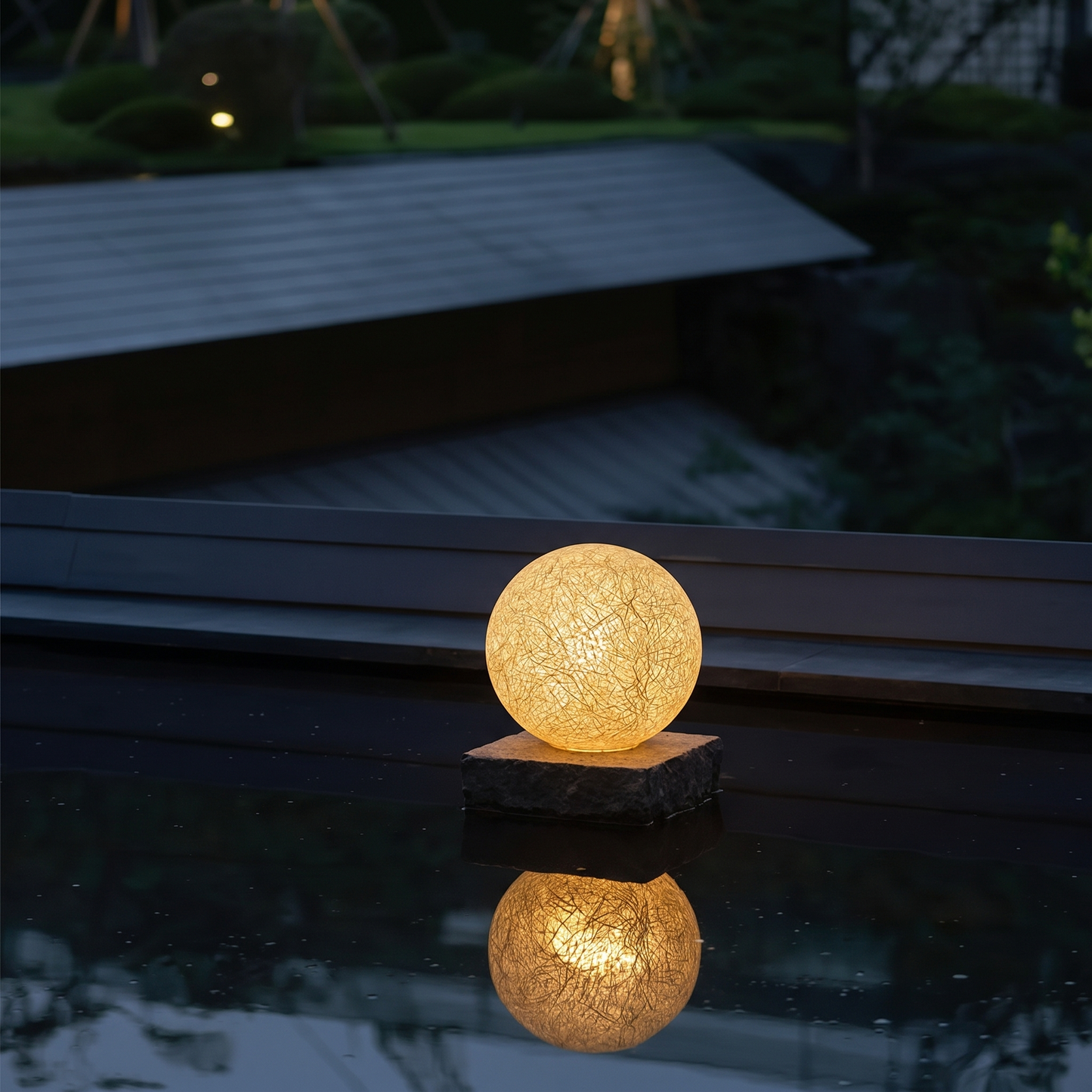 Solar Powered Moon Globe Lamp - Outdoor IP65 Waterproof Hemp Fiber Light