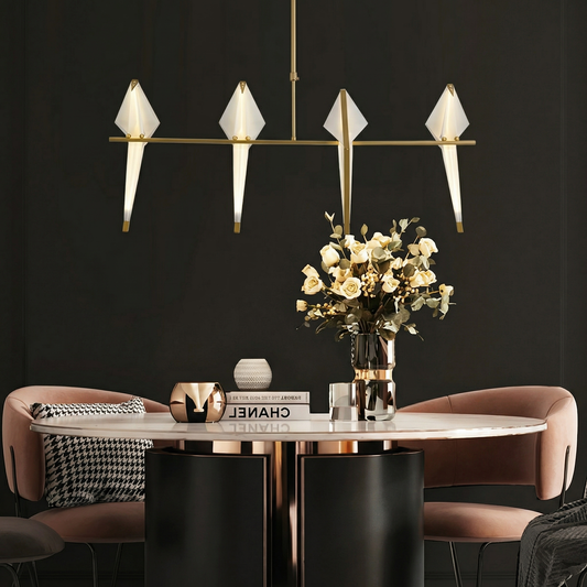 4-Bird Linear Origami Light | Modern Gold Kitchen Island Pendant