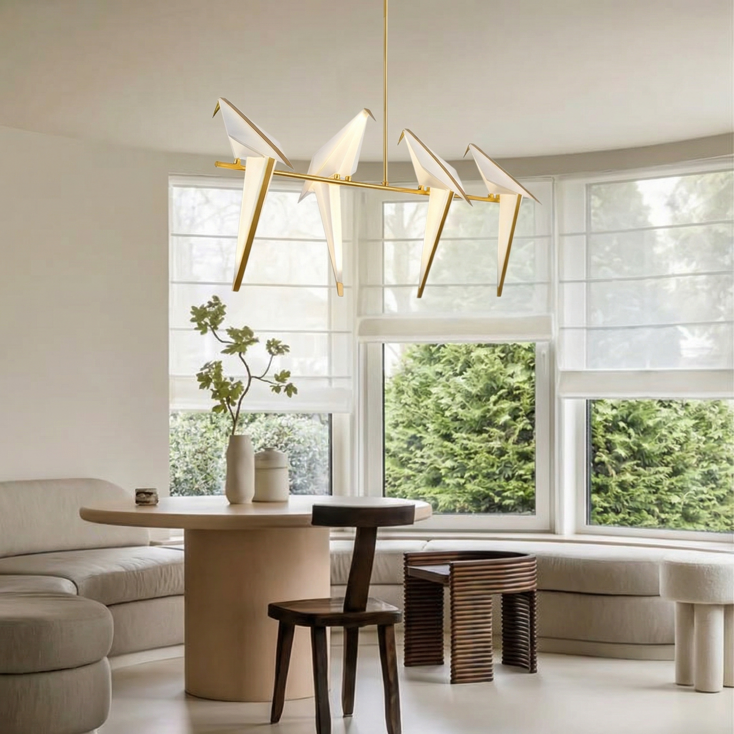 4-Bird Linear Origami Light | Modern Gold Kitchen Island Pendant