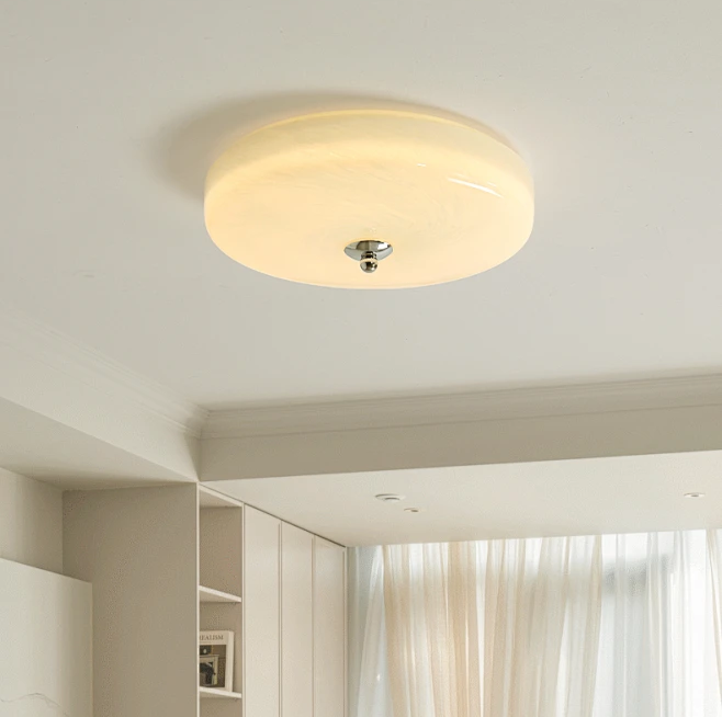 Art Deco Double-Tier Glass Flush Mount - Retro Macaron Ceiling Light