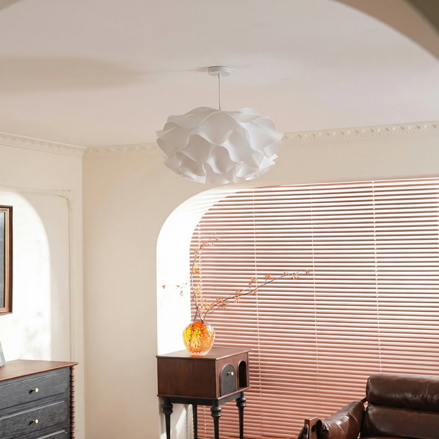Modern White Wavy Layered Pendant Light - Scalloped Cloud Lamp