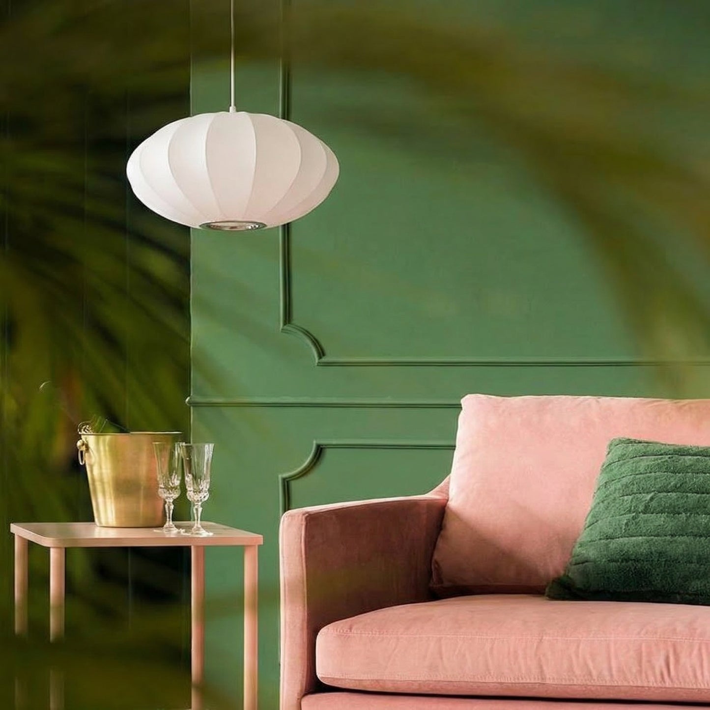 Mid-Century Modern Silk Bubble Pendant Light - Saucer Shape