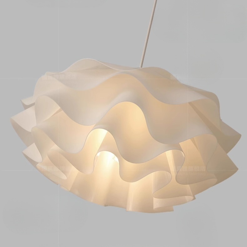 Modern White Wavy Layered Pendant Light - Scalloped Cloud Lamp
