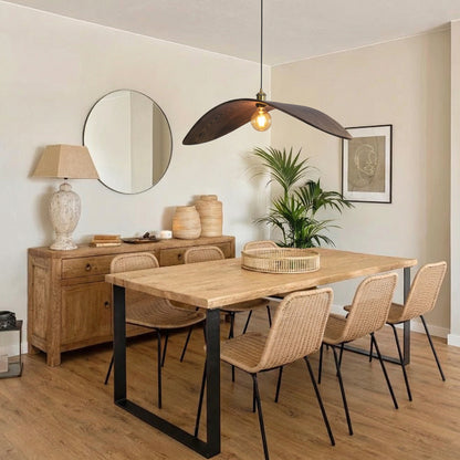 Modern Curved Wood Wave Pendant Light - Mid-Century Japandi Chandelier