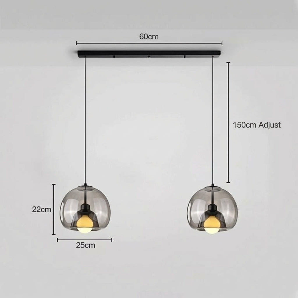 Spherical Glass Pendant Light Modern Double-Layer Globe Smoke & Amber Hanging Lamp