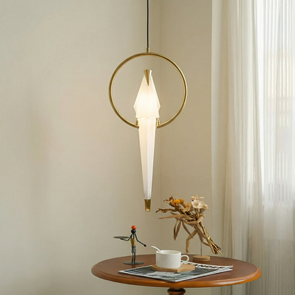 Single Origami Bird Pendant Light | Gold Modern Bedside Lamp