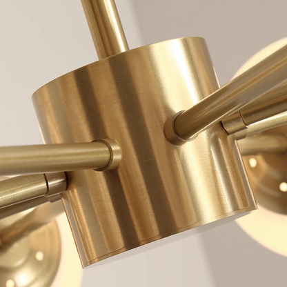 Modern Brass Sputnik Chandelier - 6-Light Opal Globe Chandelier
