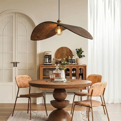 Modern Curved Wood Wave Pendant Light - Mid-Century Japandi Chandelier