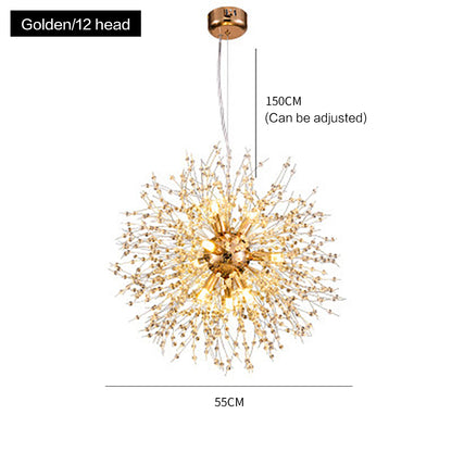 Modern Crystal Firework Chandelier - Gold Dandelion Pendant Light