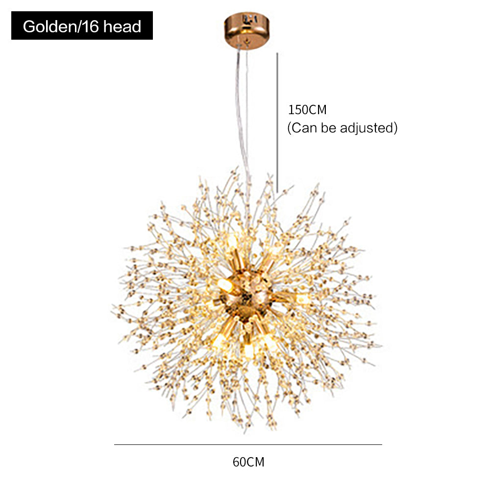 Modern Crystal Firework Chandelier - Gold Dandelion Pendant Light
