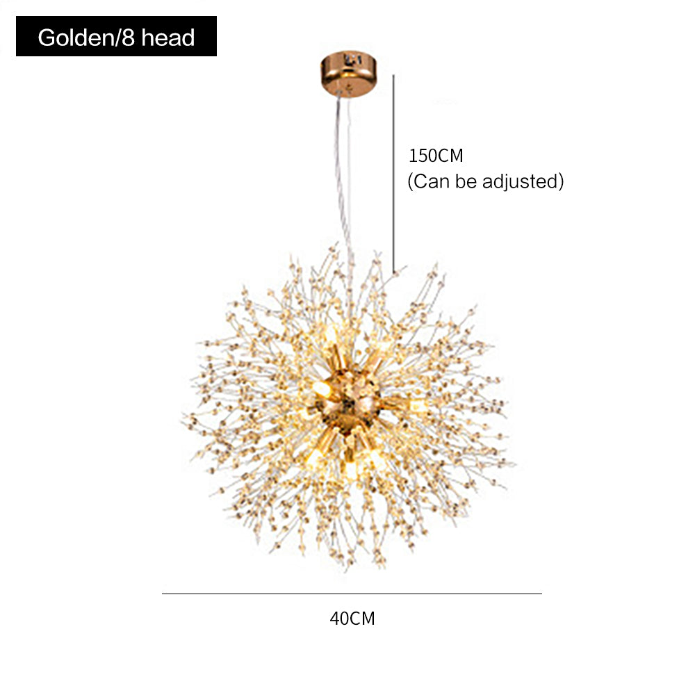 Modern Crystal Firework Chandelier - Gold Dandelion Pendant Light