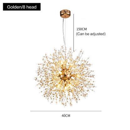 Modern Crystal Firework Chandelier - Gold Dandelion Pendant Light