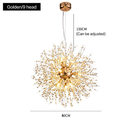 Modern Crystal Firework Chandelier - Gold Dandelion Pendant Light