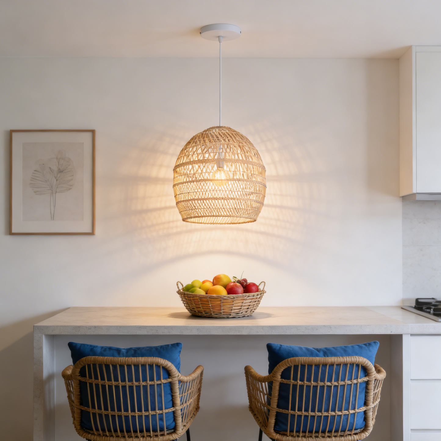 DemoLights Rattan Pendant Lampshade – Wicker Woven Hanging Light