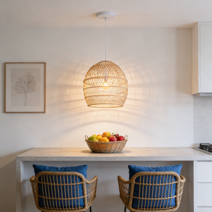 DemoLights Rattan Pendant Lampshade – Wicker Woven Hanging Light