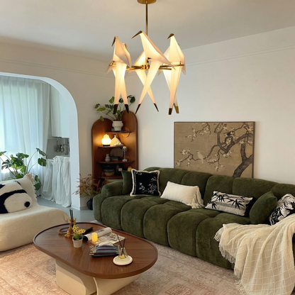Modern Origami Bird Chandelier - Gold Perch Bird Pendant Light