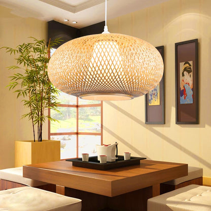 Mid-century Handicraft Ceiling Light Handmade Bamboo Pendant