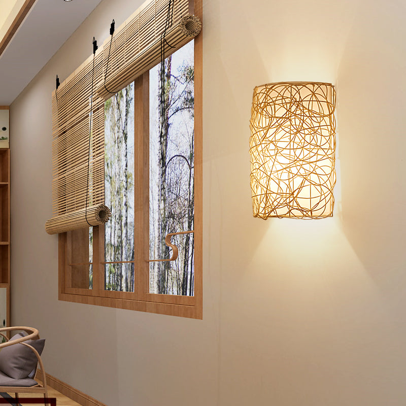 Rattan Wall Light Wicker Wall Pendant Lamps Boho Wall Sconce Light