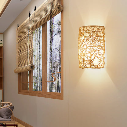 Rattan Wall Light Wicker Wall Pendant Lamps Boho Wall Sconce Light