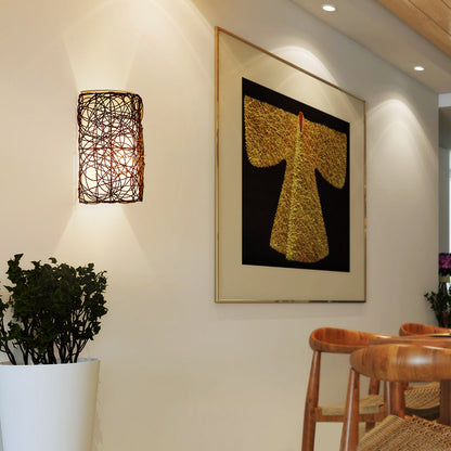 Rattan Wall Light Wicker Wall Pendant Lamps Boho Wall Sconce Light