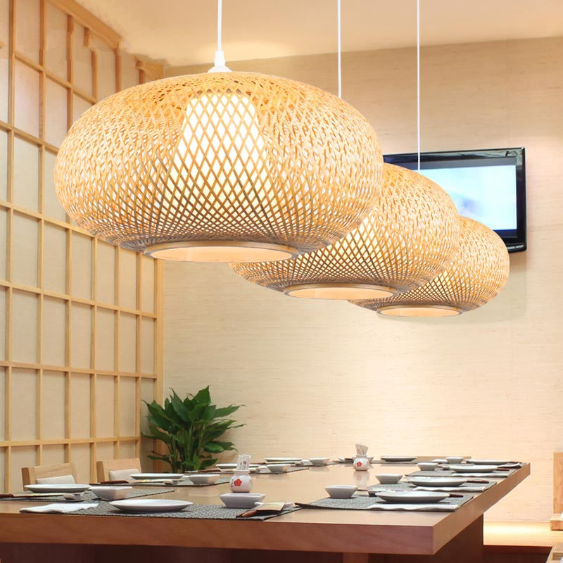 Mid-century Handicraft Ceiling Light Handmade Bamboo Pendant-[Modern pendant lighting for bedroom and living space]-Demolights UK
