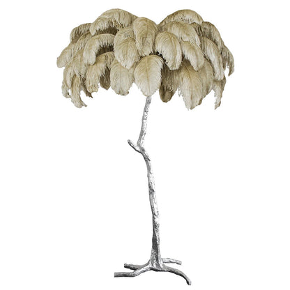 Luxury Ostrich Feather Brass Floor Lamp