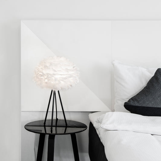 White and Gray Feather Table Lamp-[Modern pendant lighting for bedroom and living space]-Demolights UK
