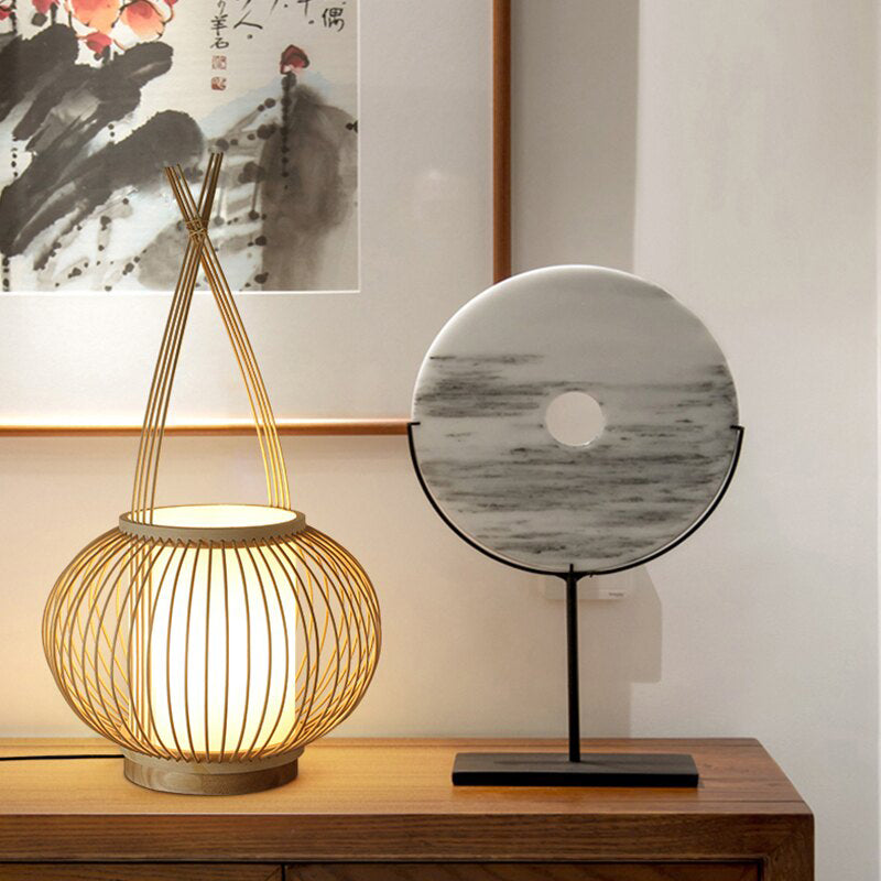 Bamboo Desk Lamp Handmade Craft Table Light