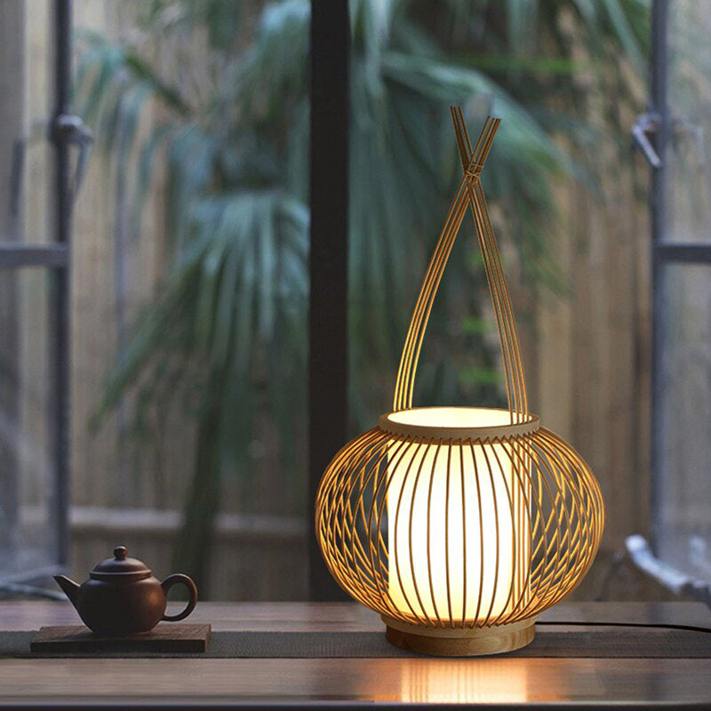 Bamboo Desk Lamp Handmade Craft Table Light