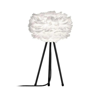 White and Gray Feather Table Lamp
