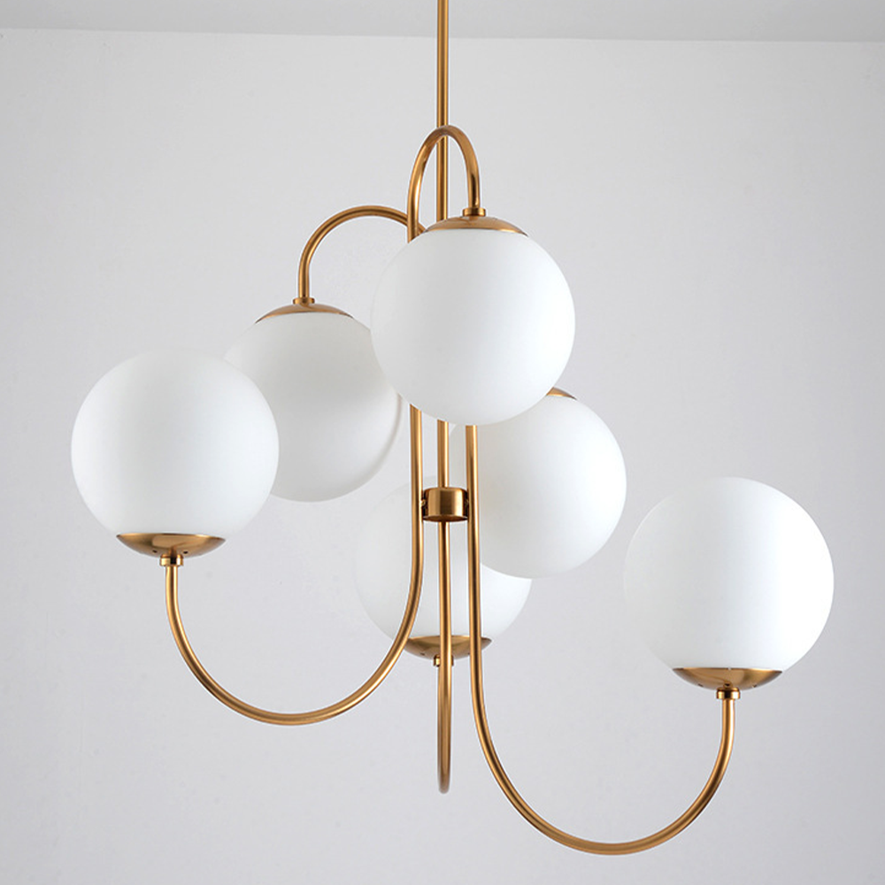 Metal Glass Gooseneck Chandeliers