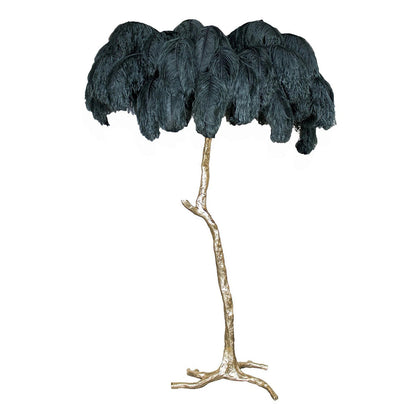 Luxury Ostrich Feather Brass Floor Lamp