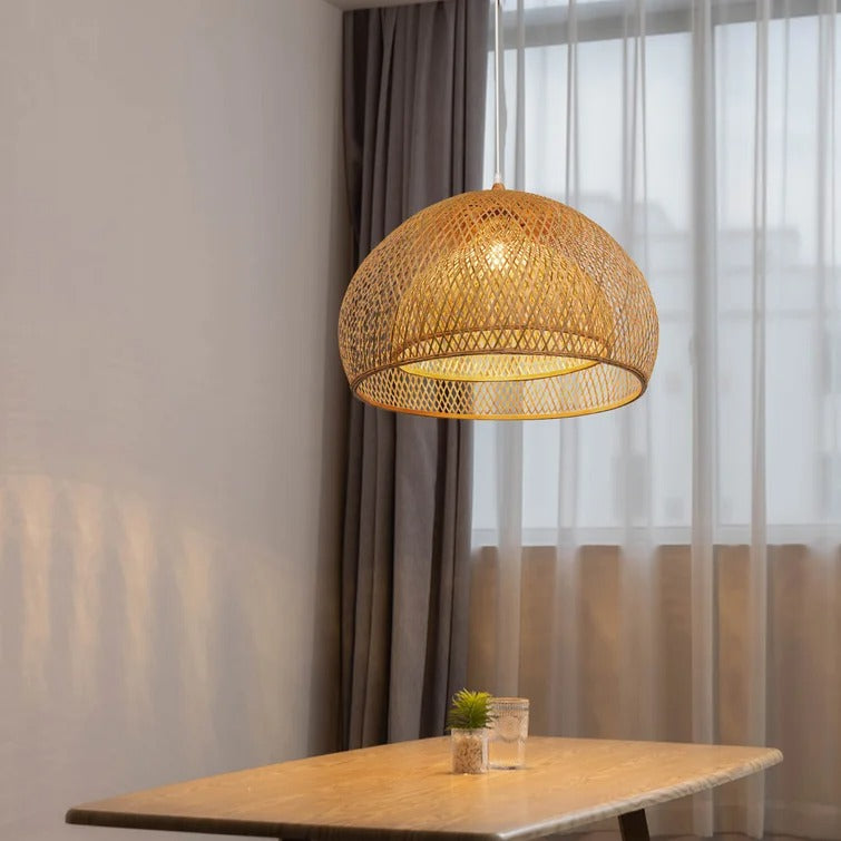 Creative Simple Modern Pastoral Living Room Pendant Lamp Bamboo Weaving