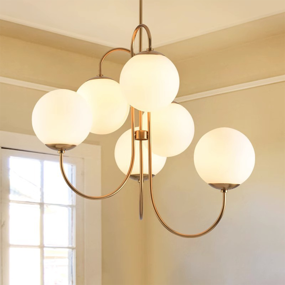 Metal Glass Gooseneck Chandeliers