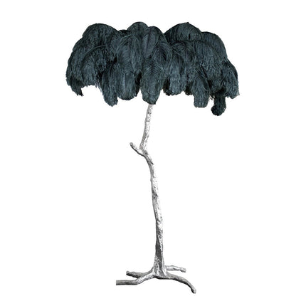 Luxury Ostrich Feather Brass Floor Lamp