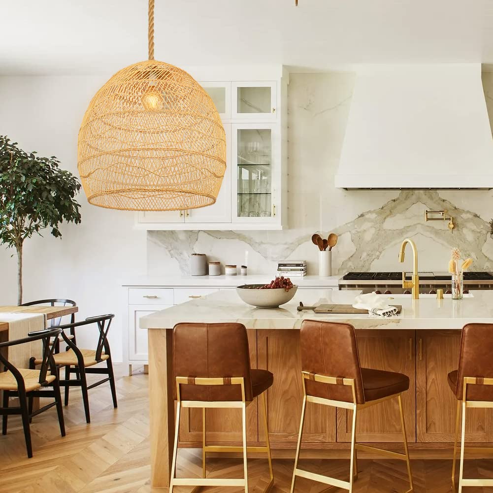 Nordic Rattan Pendant Light Living Room Hanging Lamp Shade