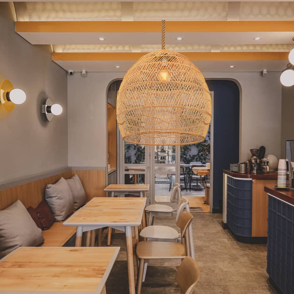 Nordic Rattan Pendant Light Living Room Hanging Lamp Shade