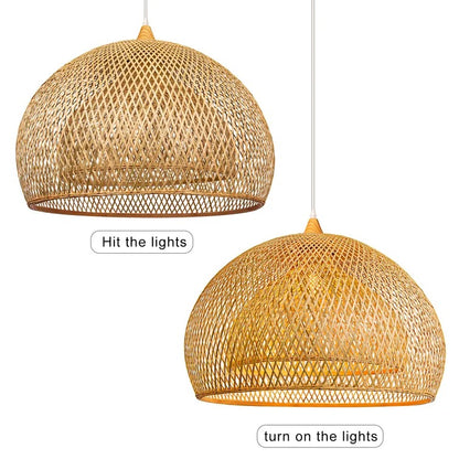 Creative Simple Modern Pastoral Living Room Pendant Lamp Bamboo Weaving