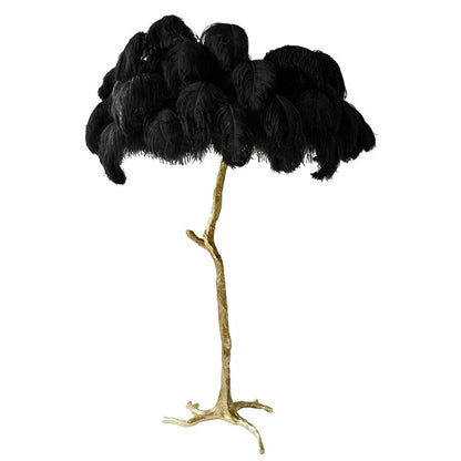 Luxury Ostrich Feather Brass Floor Lamp