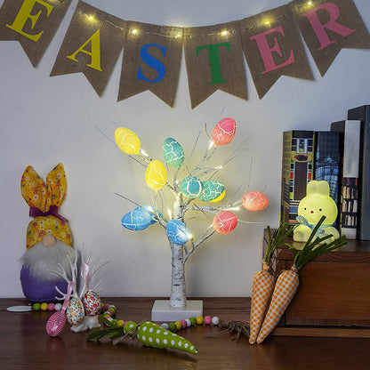 Lighted Birch Tree with 24 Pieces Easter Egg Ornaments