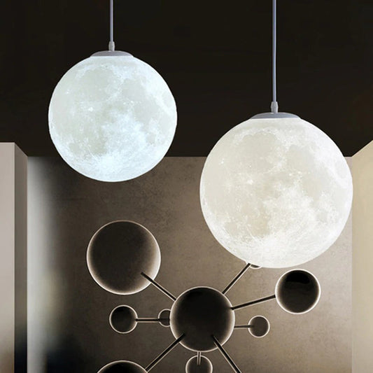 Creative 3D Printed Moon Pendant Lamp For Bedroom Home Decoration-[Modern pendant lighting for bedroom and living space]-Demolights UK