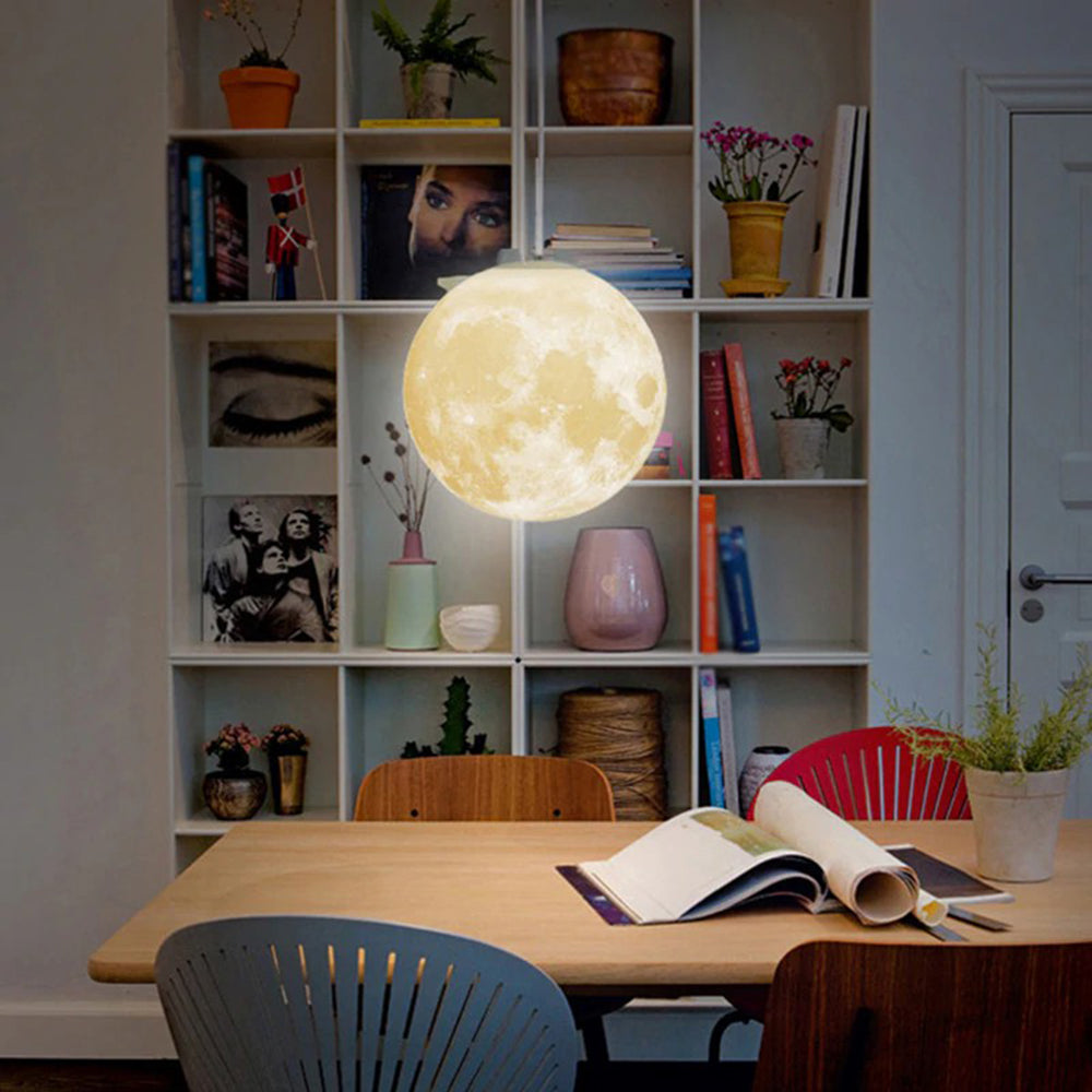 Creative 3D Printed Moon Pendant Lamp For Bedroom Home Decoration
