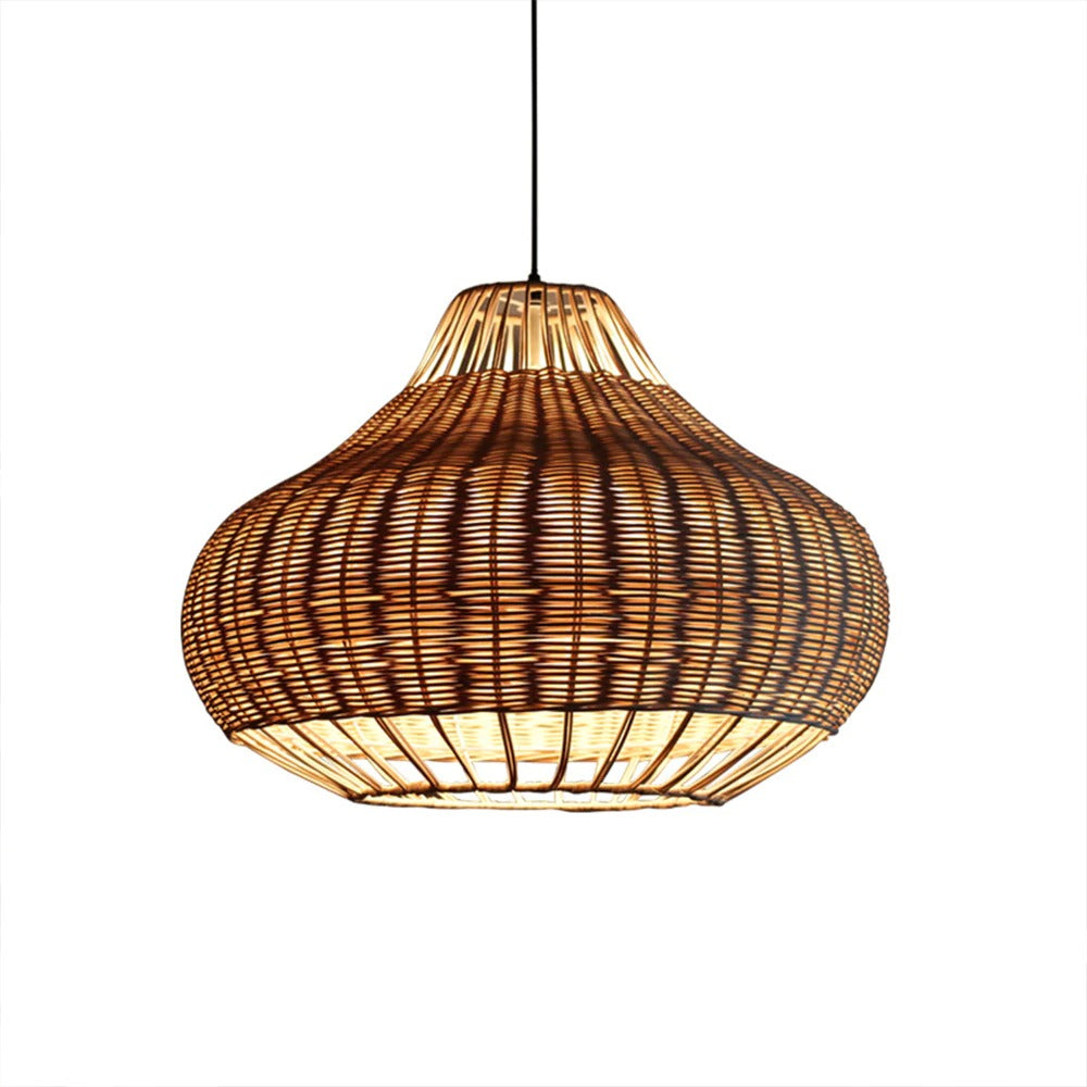 Hand-Woven Rattan Pendant Lampshade Wicker Chandelier